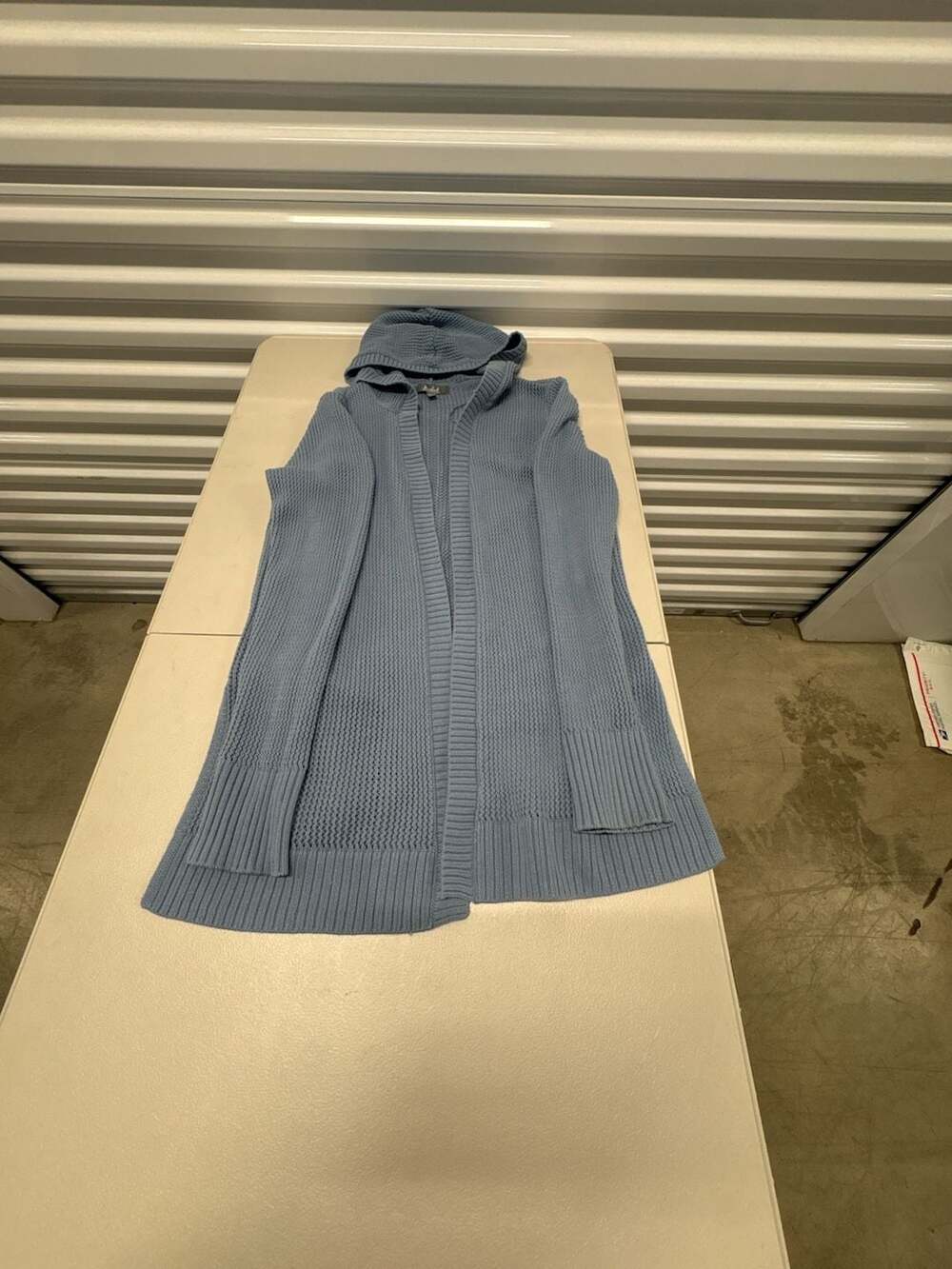 Marled Reunited Clothing Women's Blue Hooded Open Front Knit Cardigan